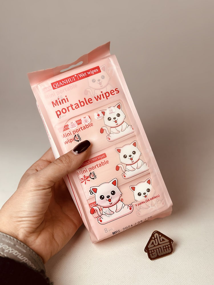 مناديل مبللة ناعمة للأطفال، مناديل صغيرة محمولة لطيفة ومنعشة للأطفال الباكج 8 علب