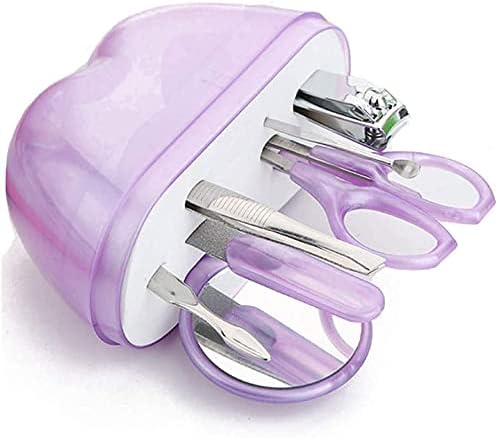 مجموعة مانيكير على شكل تفاحة 8 في 1، حجم صغير، مقص أظافر من الفولاذ المقاوم للصدأ، مجموعة أدوات تنظيف وعناية مع حقيبة حمل، مجموعة مانيكير وباديكير، مجموعة مانيكير وفن أظافر