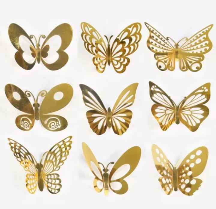 3D Butterfly Stickers, 12 pieces