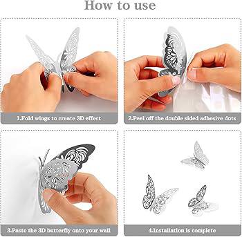 3D Butterfly Stickers, 12 pieces