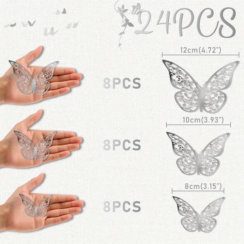 3D Butterfly Stickers, 12 pieces