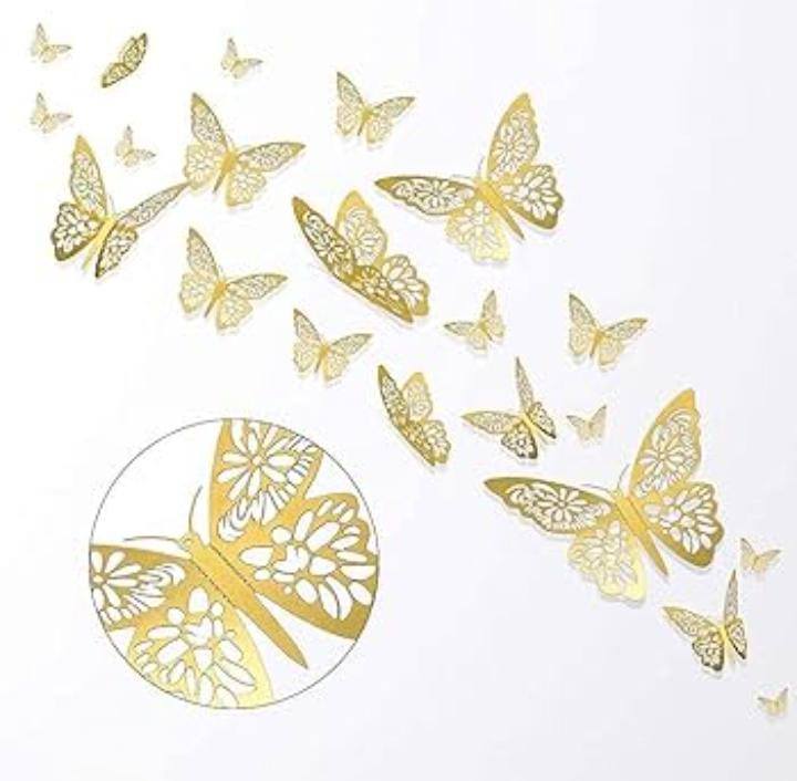 3D Butterfly Stickers, 12 pieces
