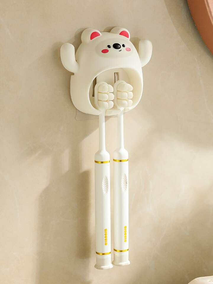حامل فرشاة أسنان حائطي - رف تخزين فرشاة أسنان برسومات كرتونية | حامل أكواب غسيل العجل | حامل فرشاة أسنان برسومات حيوانات كرتونية للأطفال | رف فرشاة أسنان للصالونات والحمامات والمطابخ