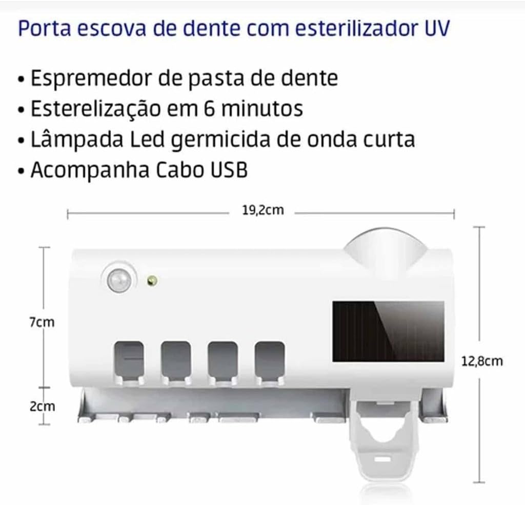 Toothbrush Holder, Automatic Toothpaste Dispenser, and UV Sterilizer