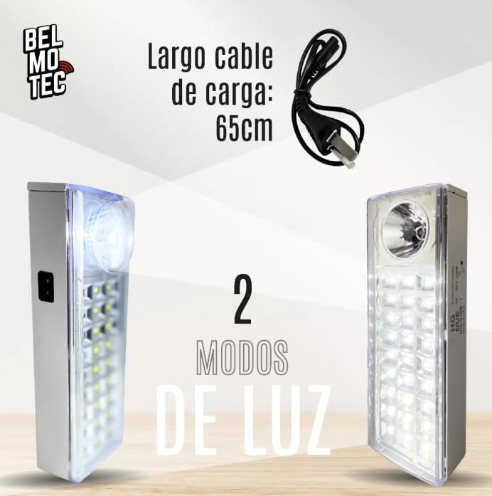 مصباح طوارئ LED قابل لإعادة الشحن – أبيض، 220 فولت