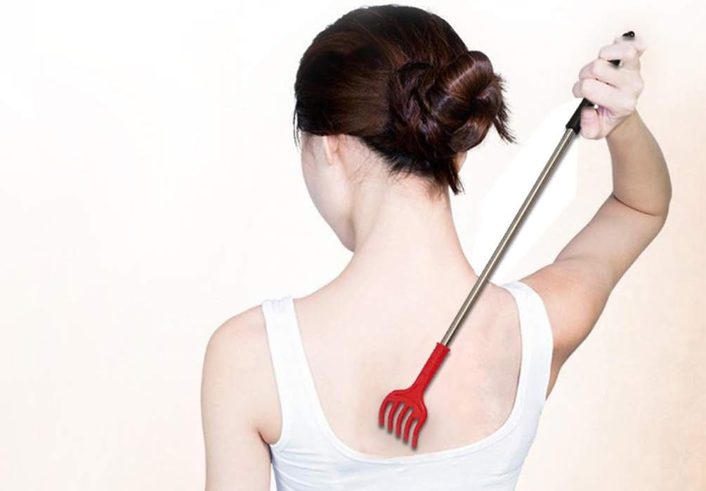 أداة حك الظهر - حكاكة مع كرتة- بيسة - لبيسة حذاء بمقبض طويل وأداة تدليك للظهر للرجال والنساء والأطفال والأحذية والعائلة