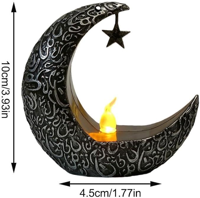 شموع LED بدون لهب لشهر رمضان مبارك، شمعة عيد مبارك على شكل نجمة وقمر، مصباح LED ليلي إسلامي لشهر رمضان والعيد وطاولة المنزل ومستلزمات الحفلات وديكورات حفلات رمضان