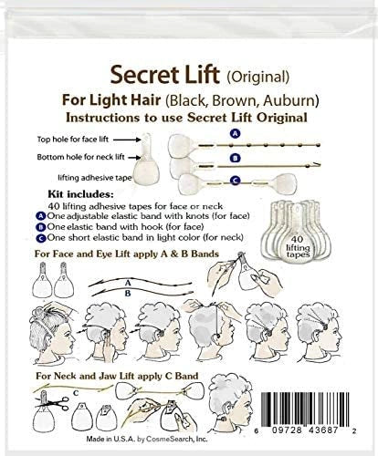 Invisible face-lifting tape, double-sided, for makeup, skin tightening, and wrinkle removal around the face, jaw, chin, and neck area.