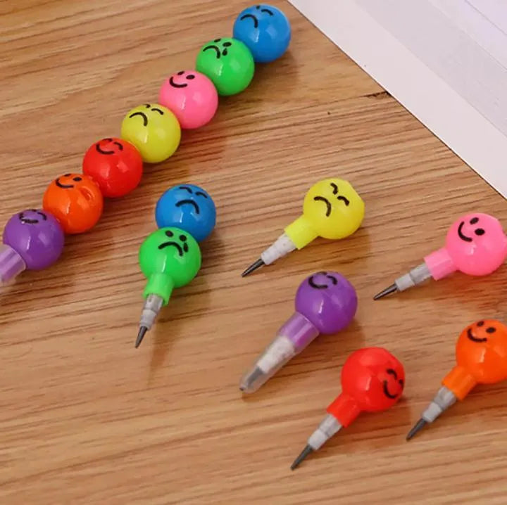 Rainbow Pencil - Cartoon Smiling Faces for Kids 7 Pieces