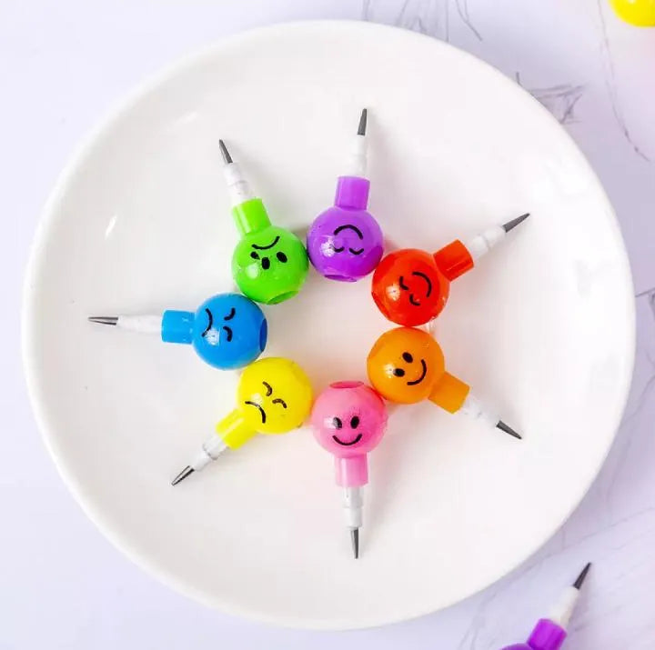 Rainbow Pencil - Cartoon Smiling Faces for Kids 7 Pieces