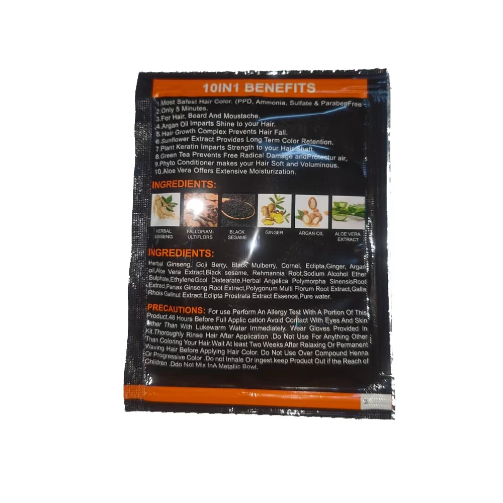 كيس شامبو صبغة الشيب يدوم لـ 6 اشهر متوفر لون اسود و بني طبيعي– صناعه اسبانية 25 مل