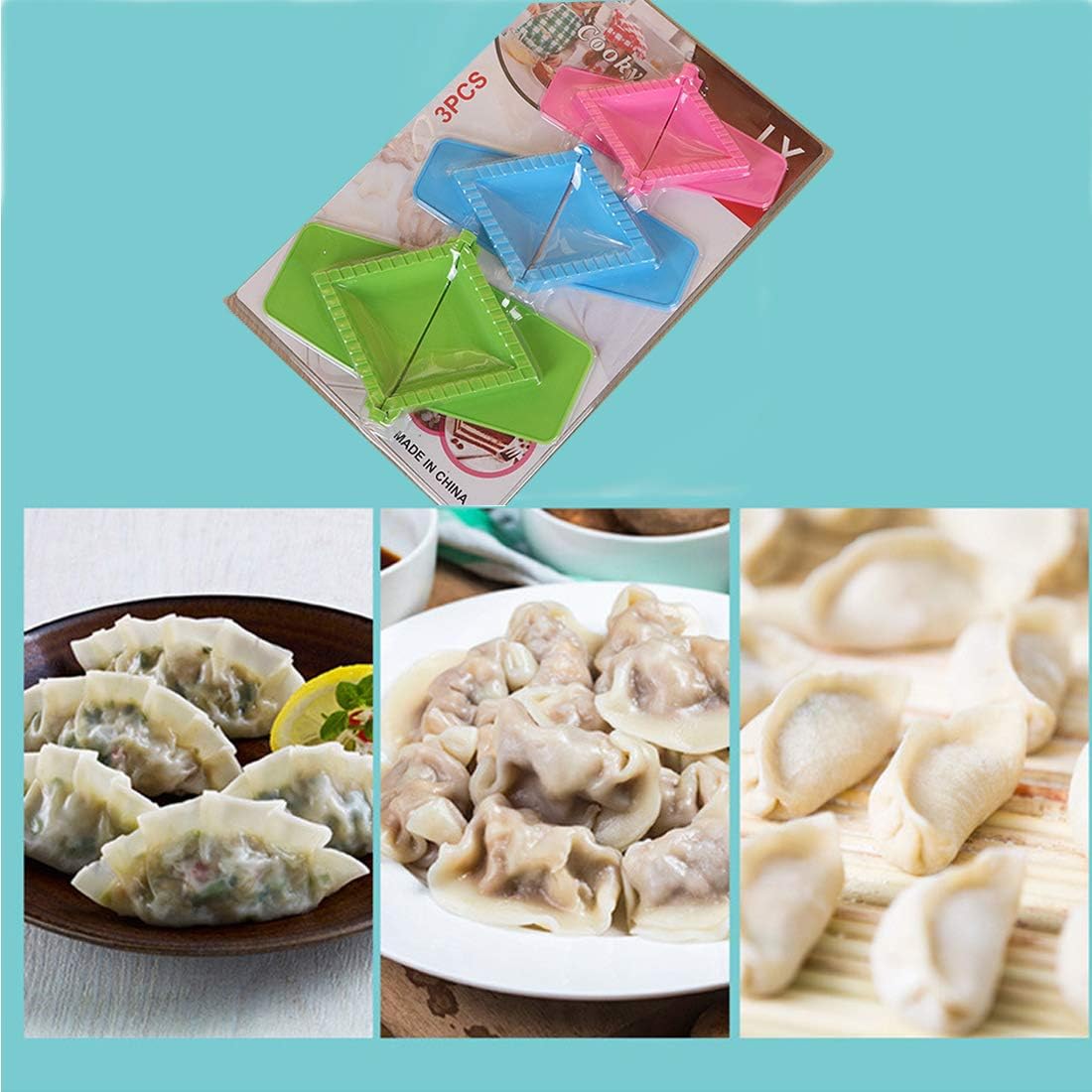 آلة صنع الزلابية، مجموعة زلابية مكونة من 3 قطع، زلابية، مكبس تورتيلا، مثالية للزلابية، كالزون، رافيولي، إمبانادا، تيرنوفر وبيروجي (مربع)