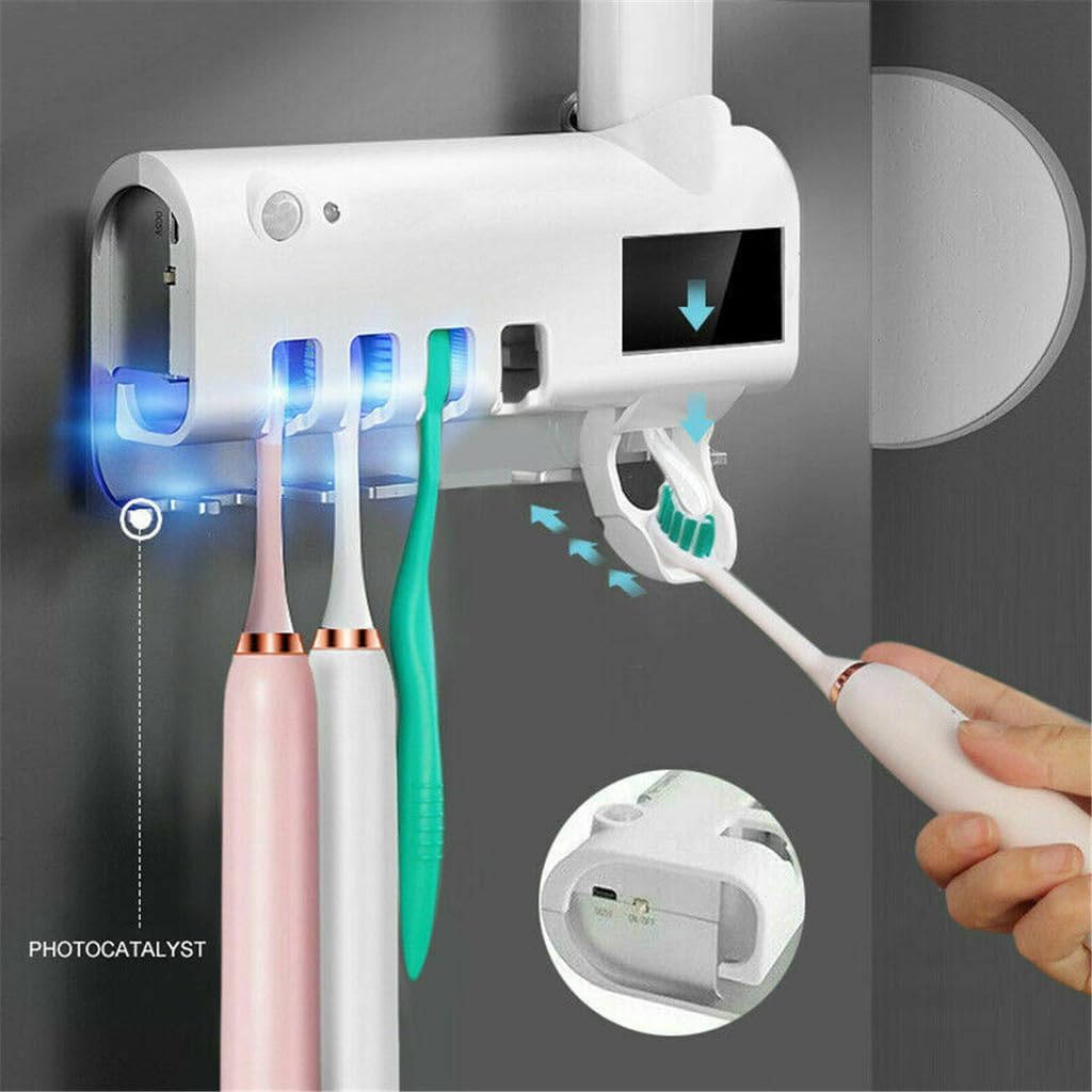 Toothbrush Holder, Automatic Toothpaste Dispenser, and UV Sterilizer