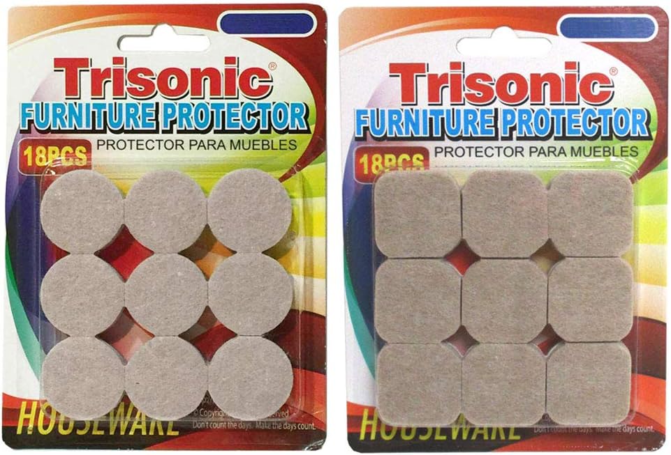 وسادات لباد مربعة ذاتية اللصق باللون البيج للأثاث، وواقية من خدوش الأرضيات، عبوة من 18 قطعة