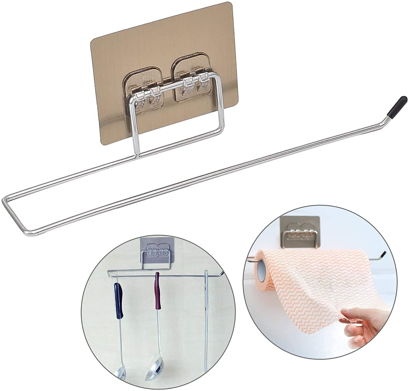 حامل ورق تواليت من الفولاذ المقاوم للصدأ لاصق ذاتي سحري حامل مناديل ورقية للحمام والمطبخ وغرفة النوم