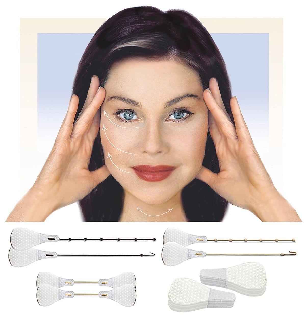 Invisible face-lifting tape, double-sided, for makeup, skin tightening, and wrinkle removal around the face, jaw, chin, and neck area.
