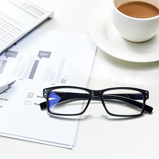 نظارات قراءة مضادة للضوء الأزرق، مزودة بمفصلات زنبركية للرجال والنساء، بإطار أسود، وعدسات مضادة للتوهج