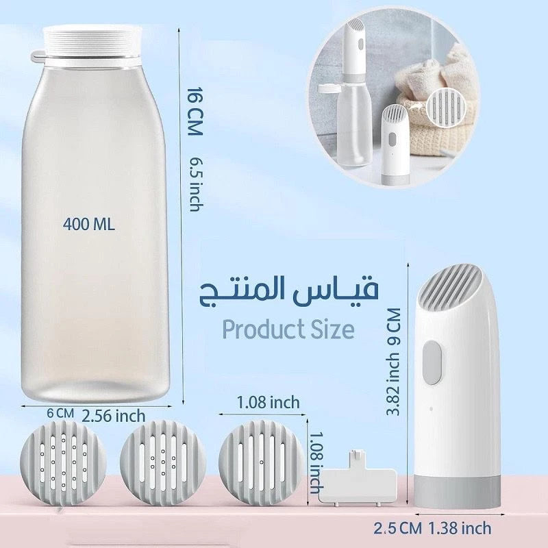 شطاف سفر فاخر - بخاخ بيديه كهربائي محمول مع زجاجة - بخاخ يدوي قابل لإعادة الشحن من النوع C USB للنظافة الشخصية، والتخييم، والوضوء، والسفر إلى أوروبا، والعناية بالأطفال - شطاف سفر