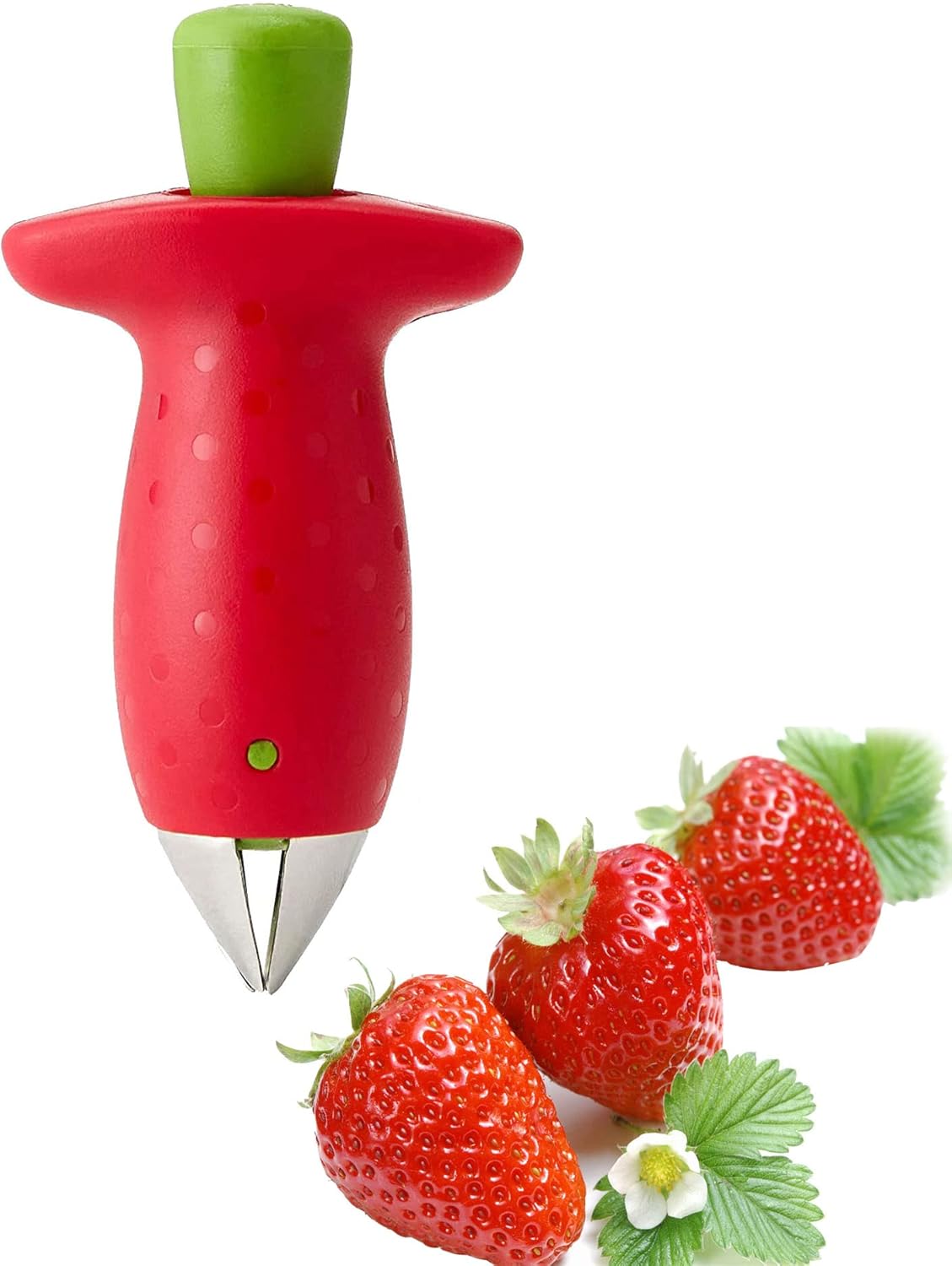 Multi-claw strawberry huller made of stainless steel and plastic for fruits, berries, tomatoes, vegetables, stems, seeds, and leaves, and suitable for citrus seed removal