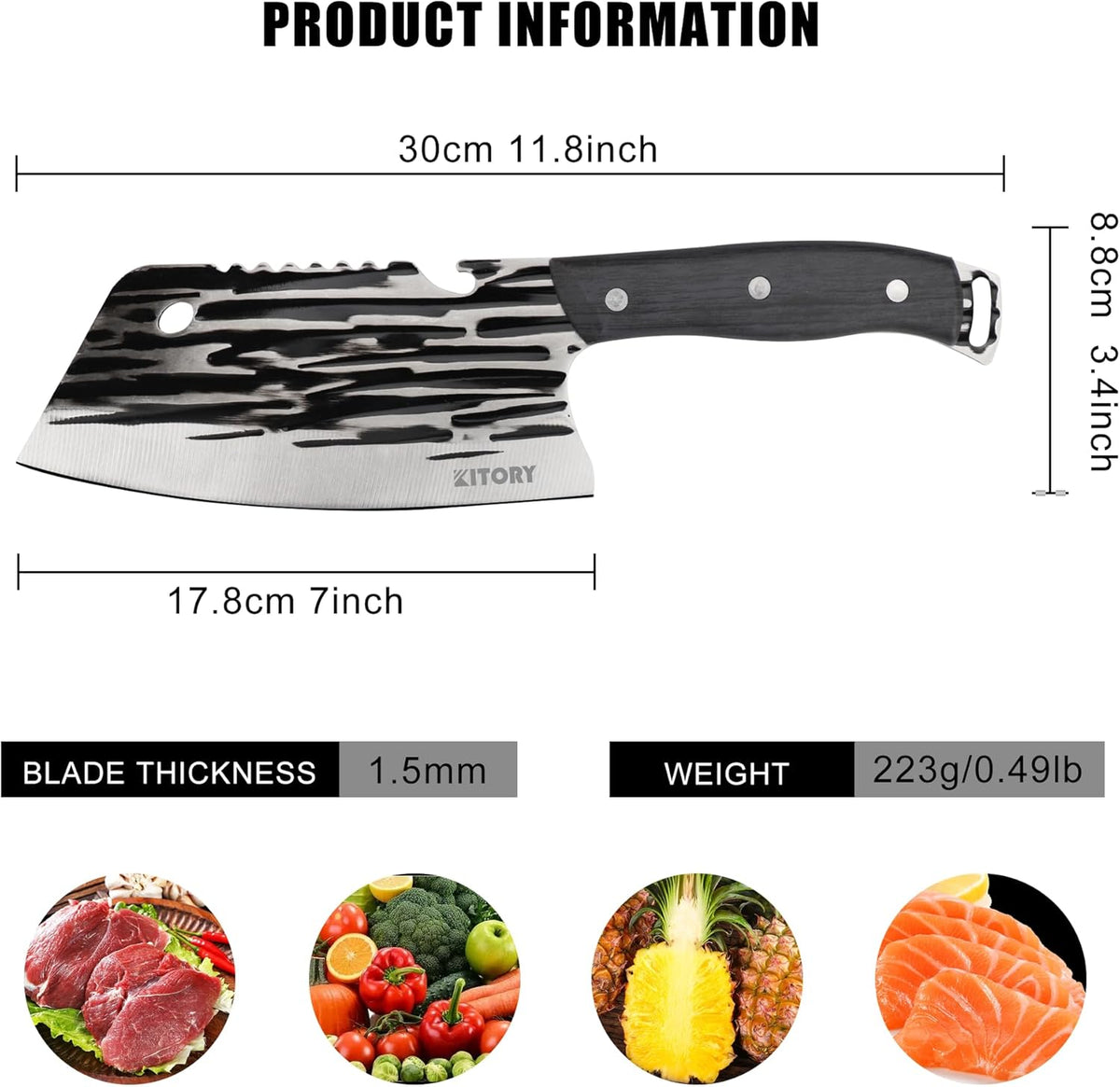 4.5-inch kitchen knife with hanging hole, high carbon stainless steel with ergonomic handle, extremely sharp, full tang