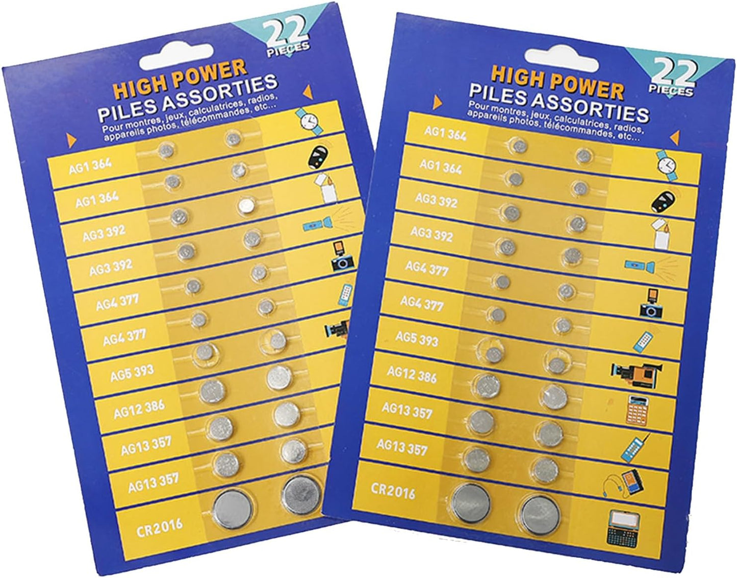 مجموعة من 22 بطارية متنوعة القياسات
