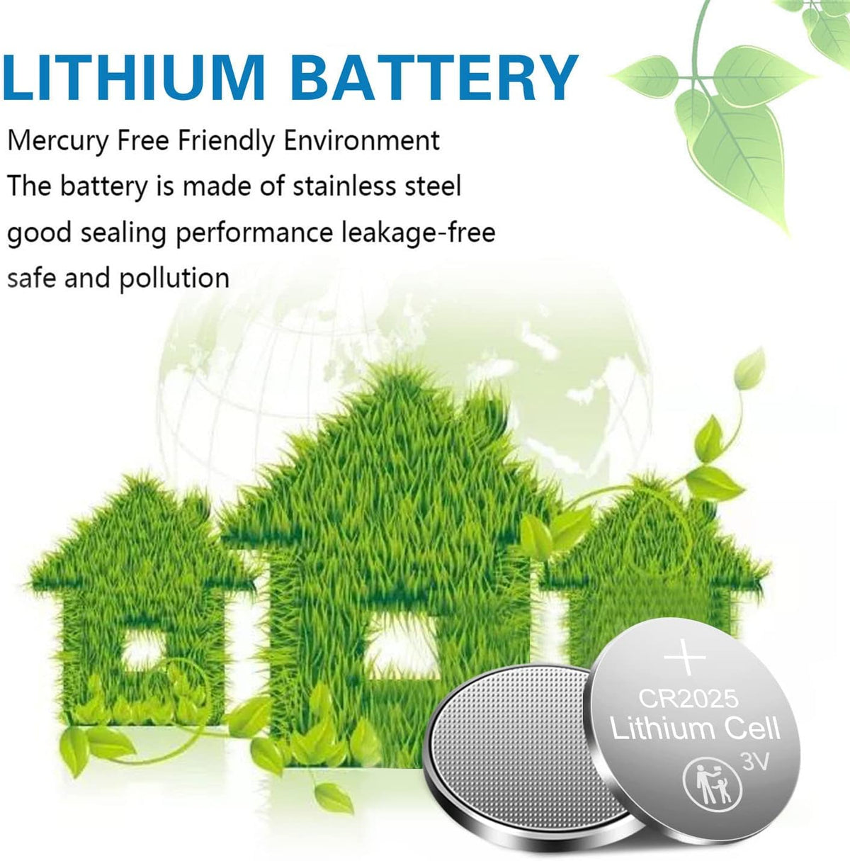 CR2025 Battery, Pack of 5 Pieces, 3-Volt Lithium Batteries, Button Cells, 2025, Coin Cells