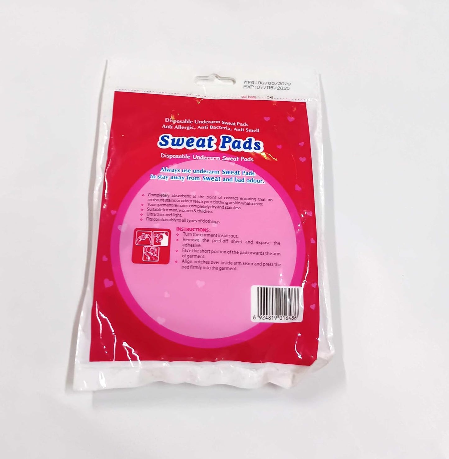 وسادات لاصقات العرق تحت الإبط - مطوية، مستقيمة، لا تترك بقعًا أو رائحة (10 وسادات)