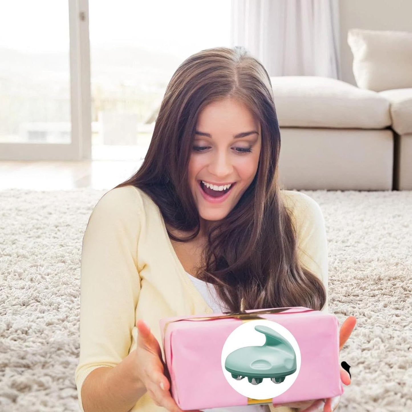 جهاز تدليك يدوي، جهاز تدليك للعضلات، بكرة استرخاء للجسم بالكامل | جهاز تدليك يدوي دوار 360 درجة للظهر والخصر والساقين والبطن والكتفين والفخذين والرقبة