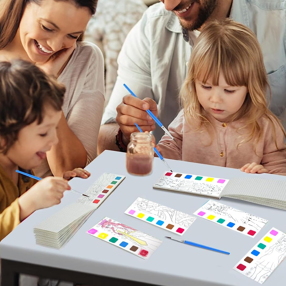 Magical Water Book for Kids, Activity and Watercolor Coloring Books with One Paint Brush, 20 Pages, Watercolor Coloring Book Gift for Kids Ages 3 and Up