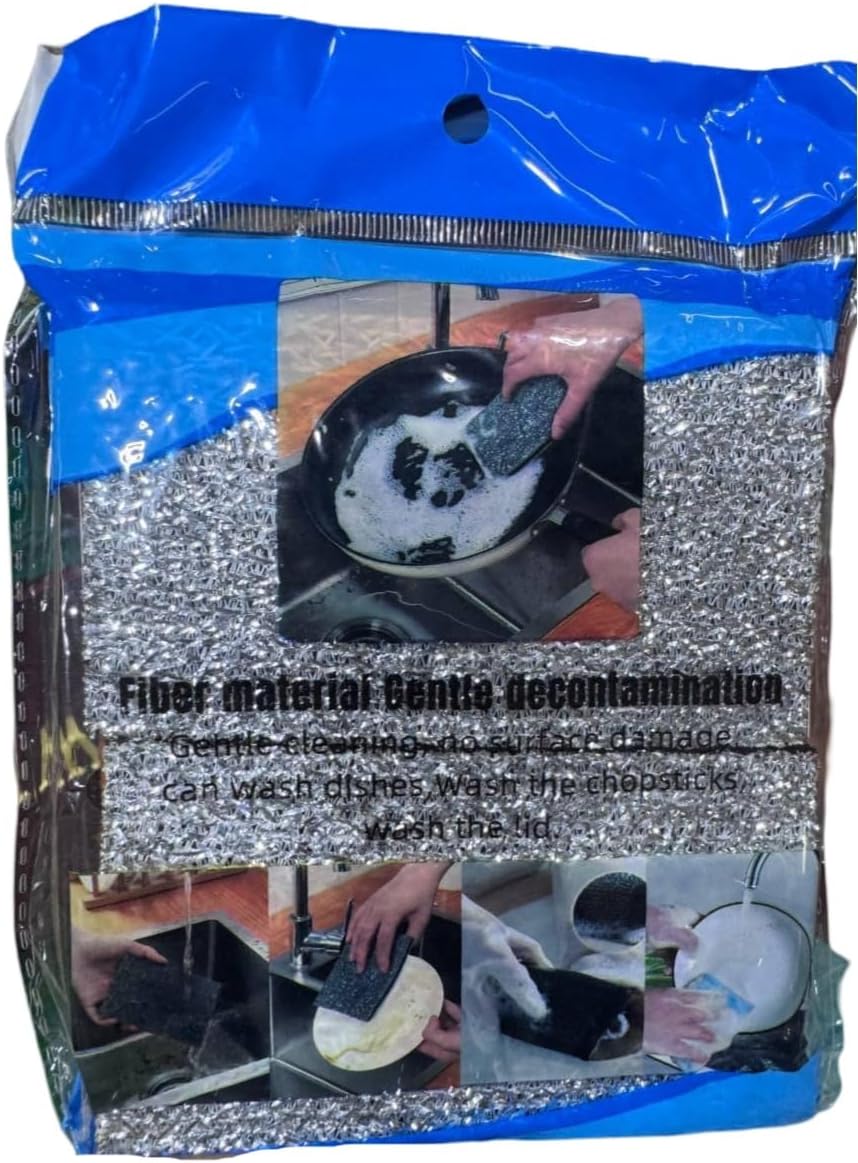 ليف سلكة سحرية غير قابلة للخدش وجهين بينهما عازل اسفنج عدد 4 قطع