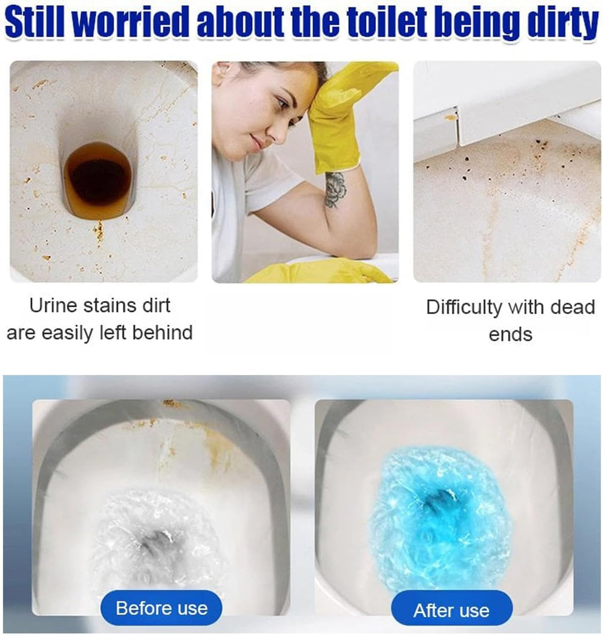 Concentrated toilet cleaning sticks for limescale removal, advanced rectangular toilet cleaning sticks; deep cleaning, refreshing
