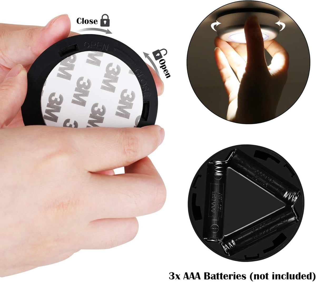 Small Adhesive Press-On LED Light - Batteries