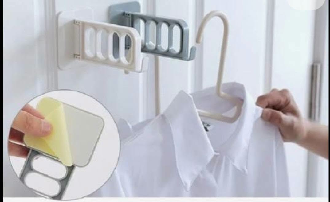 Double-sided adhesive wall-mounted clothes hanger, for organizing bedrooms and saving space, multi-purpose, for home hanging