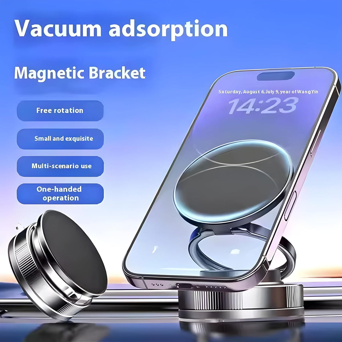 360° Rotating Magnetic Phone Holder – Strong Suction Base and Extendable Arm