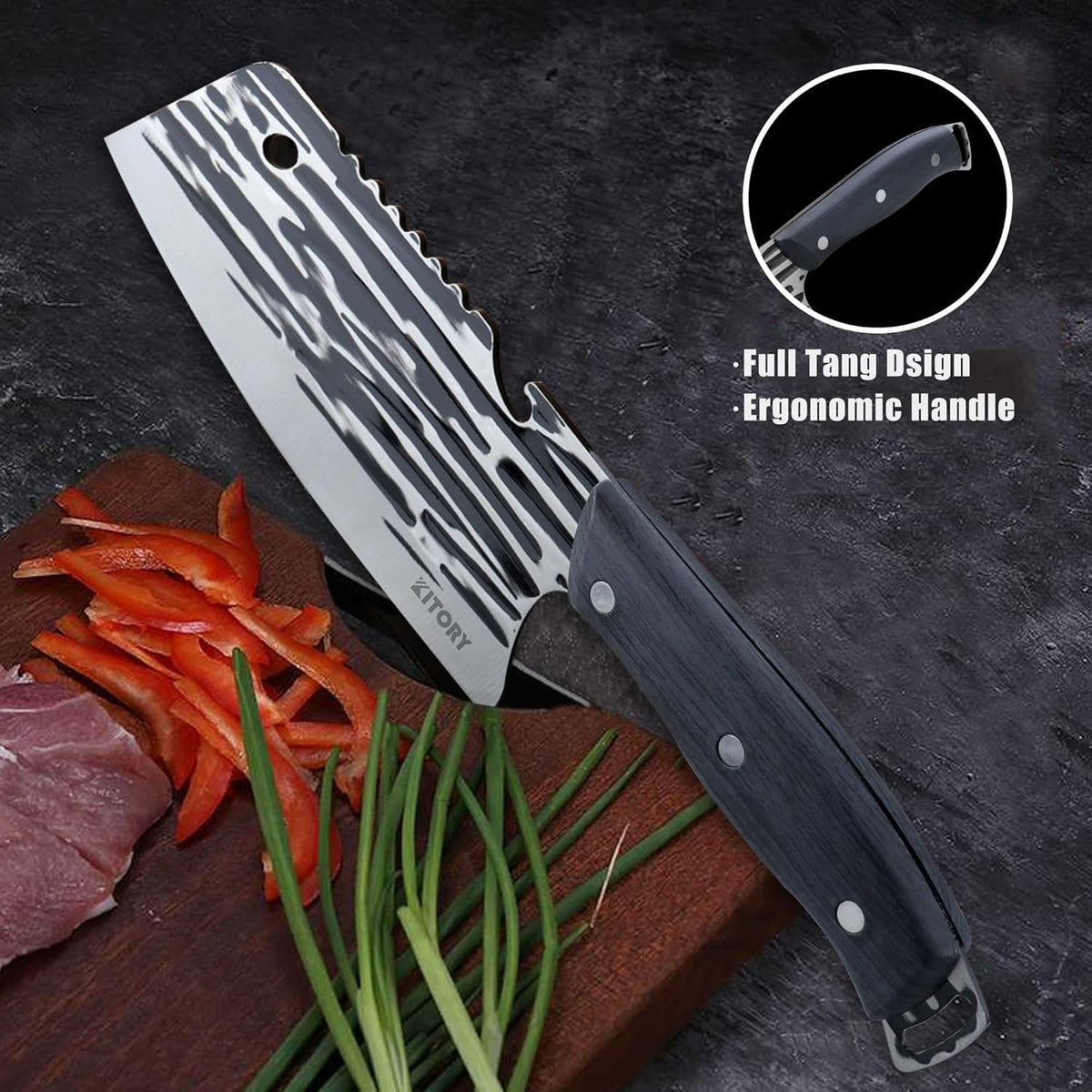 4.5-inch kitchen knife with hanging hole, high carbon stainless steel with ergonomic handle, extremely sharp, full tang
