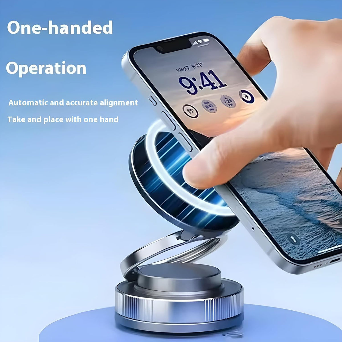 360° Rotating Magnetic Phone Holder – Strong Suction Base and Extendable Arm