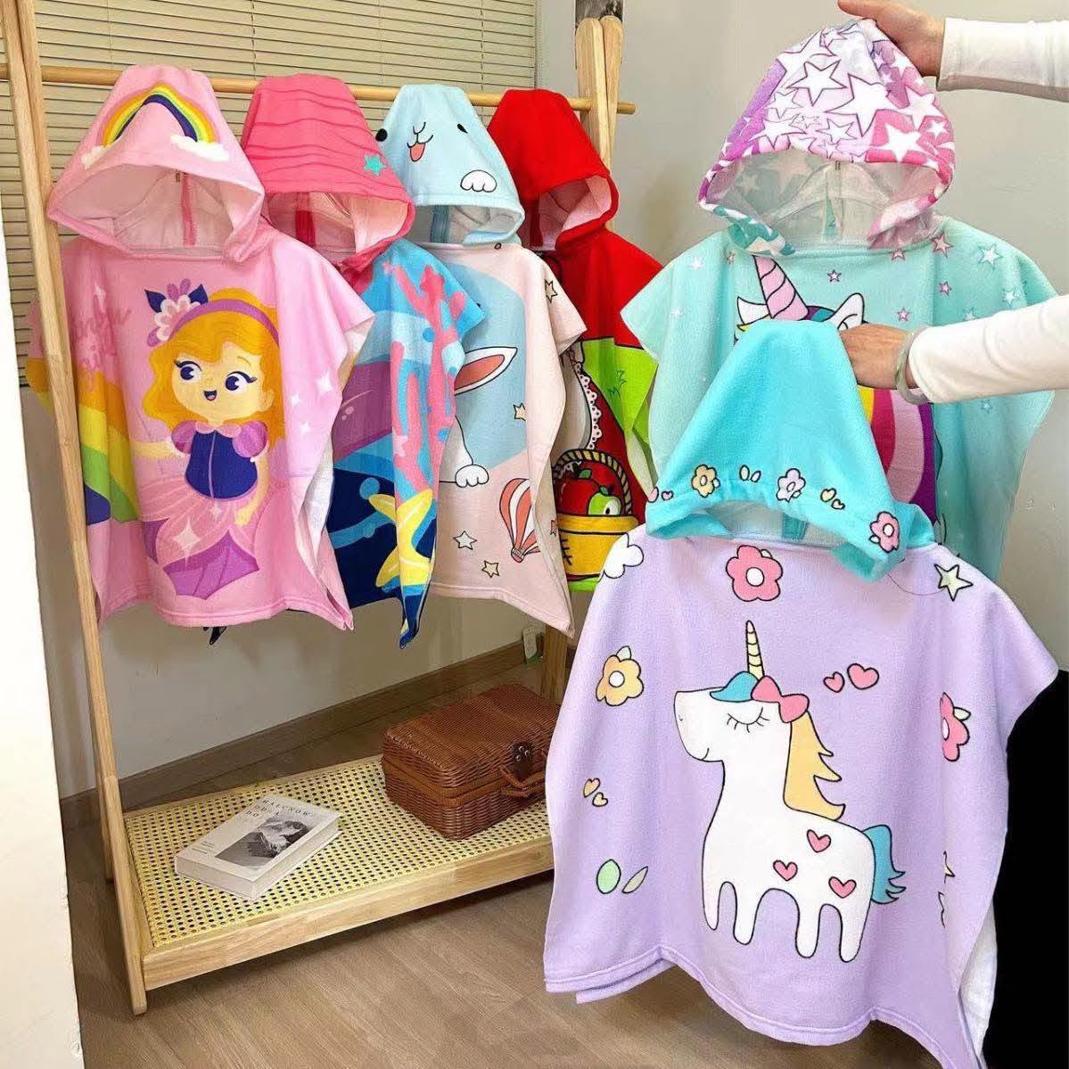 منشفة حمام للأطفال بغطاء رأس، بتصميم كرتوني، مقاس 90 × 60 سم، مصنوعة من قماش تيري قطني، هدية مثالية للأطفال الصغار