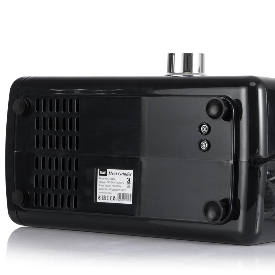 فرامة لحم كهربائية 800 واط RAF – موديل R.3404 رؤوس متعددة للطحن + ملحقات للكبة والنقانق
