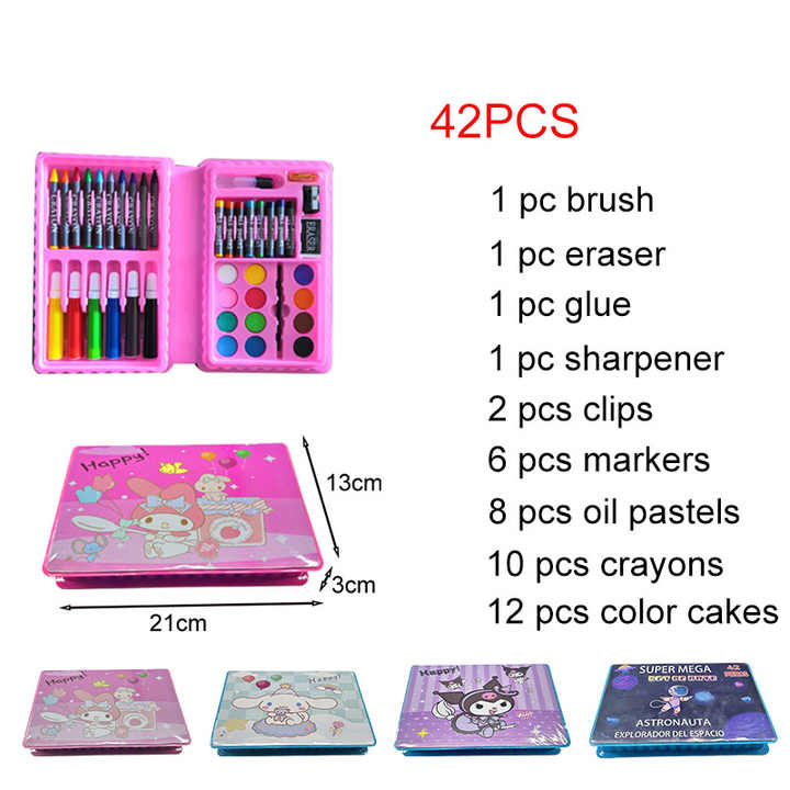 مجموعة أدوات الرسم الفنية المكونة من 42 قطعة، أدوات الرسم للأطفال والفتيات