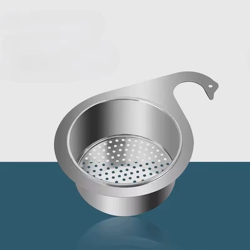 مصفاة سلة تصريف على شكل بجعة من الفولاذ المقاوم للصدأ لمرشح المطبخ ورف تخزين الحوض