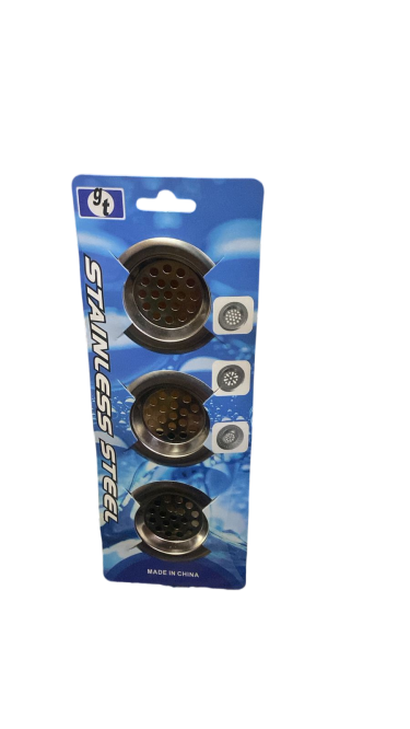 مجموعة مصافي حوض المطبخ والحمام – 3 قطع من الفولاذ المقاوم للصدأ