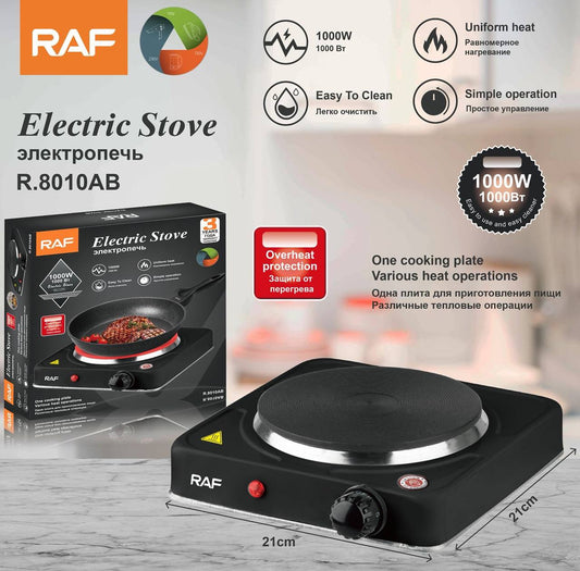 RAF R.8010AB Single Electric Hot Plate - 1000W Power - Fast Heating & Portable