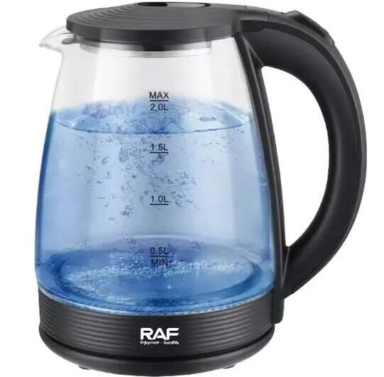 غلاية كهربائية زجاجية من طراز RAF R.7218 - سعة 2 لتر، 1500 واط مع إضاءة LED