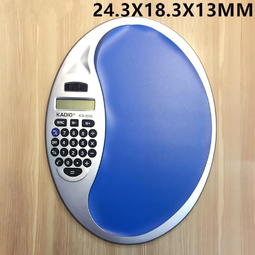 Hard surface mouse pad with integrated calculator
