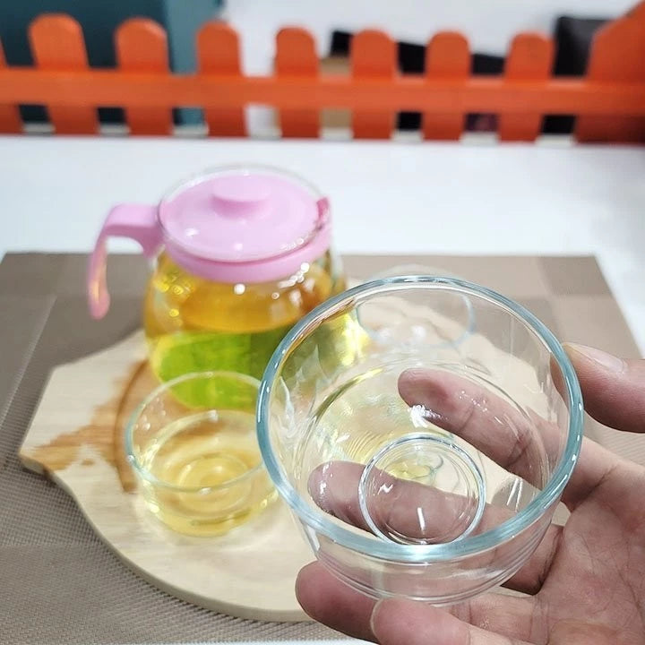 طقم شاي زجاجي فاخر عالي الجودة ابريق 750 مل مع 4 فناجين