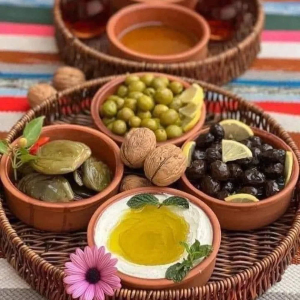 طقم صحون فخار دائرية - قطر 7.5 سم وعمق 4.5 سم (4 قطع)