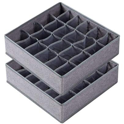 منظم أدراج قابل للطي  مقسم خزانة محمول، منظم تخزين للملابس الداخلية، صندوق حاوية لحمالة الصدر والملابس الداخلية والجوارب 24 قسم