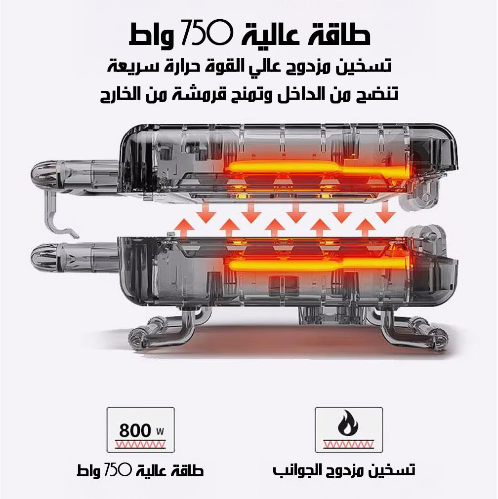 جرل صانعة ساندويتش كهربائية RAF - 750W - سطح غير لاصق - R.2538T&nbsp;