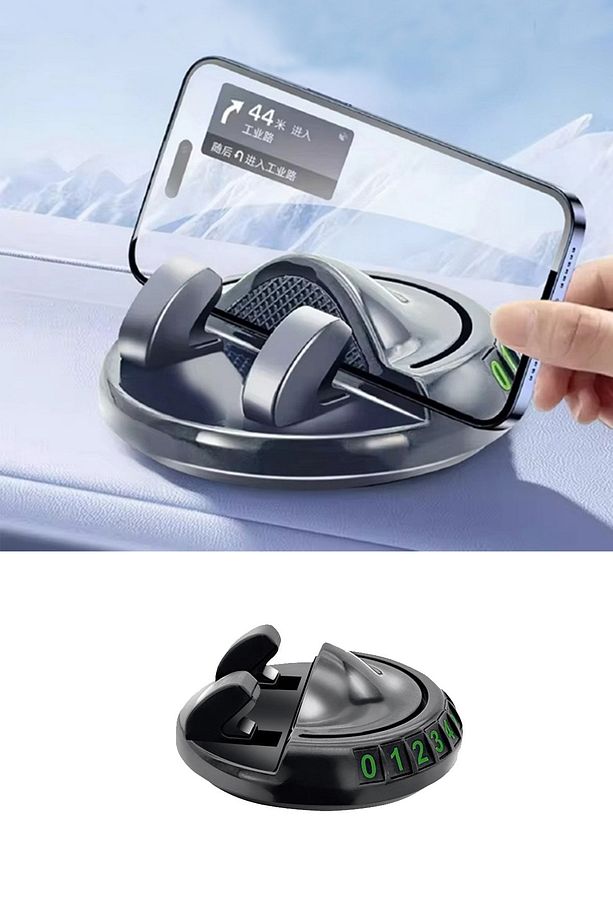 حامل هاتف دوار 360 درجة مع لوحة لرقم الهاتف – رفيقك المثالي في السيارة!