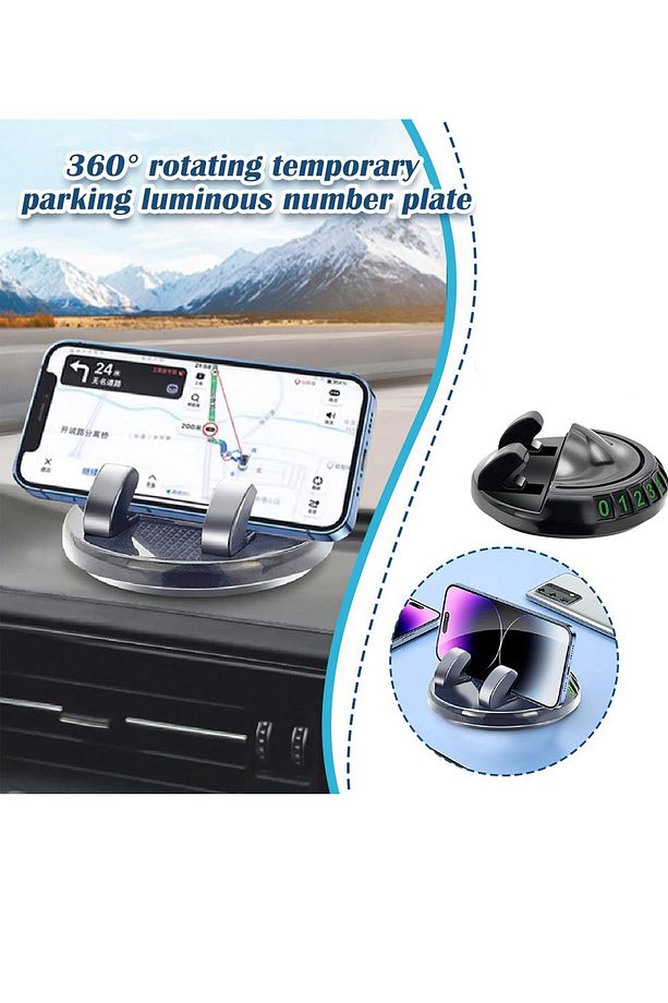 حامل هاتف دوار 360 درجة مع لوحة لرقم الهاتف – رفيقك المثالي في السيارة!